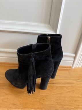 Kurt Geiger Black Suede Tassel Ankle Boots